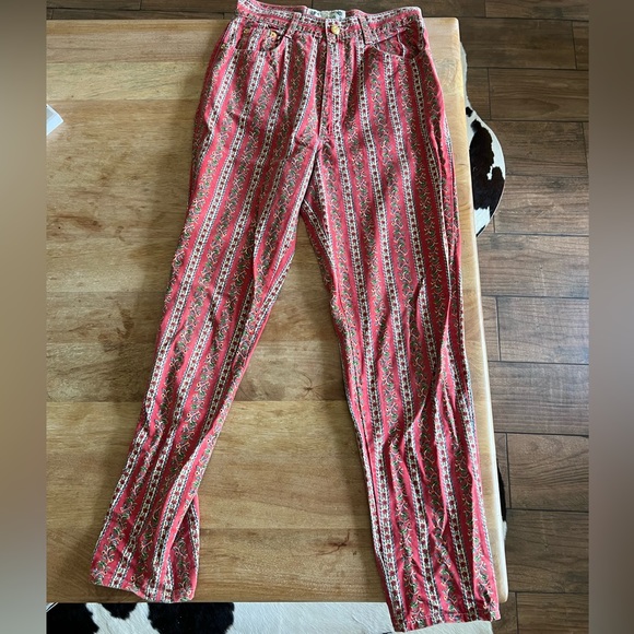 Vintage red floral pants great for spring or music festivals outsidelands - Picture 2 of 5